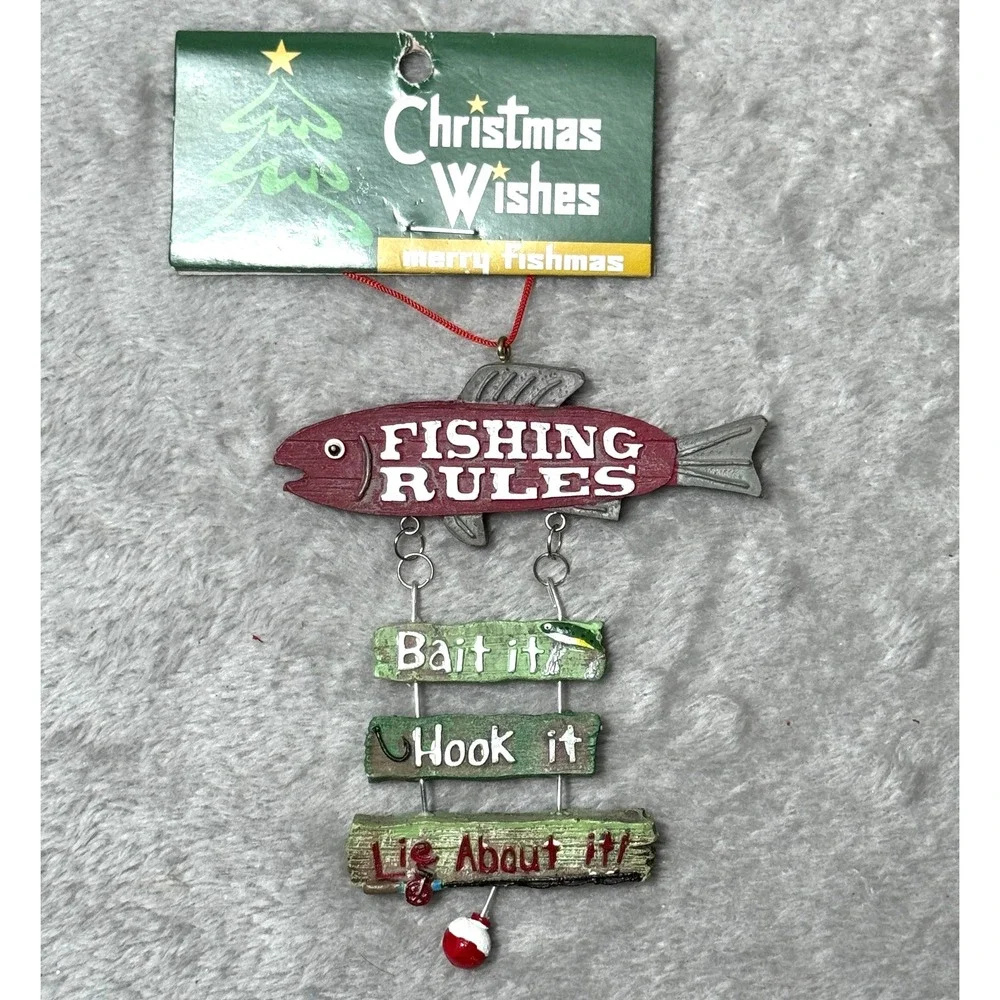 Fishing Christmas Ornaments‎ Dad Rustic Fish On Fishing Rules Raccoon Fisherman